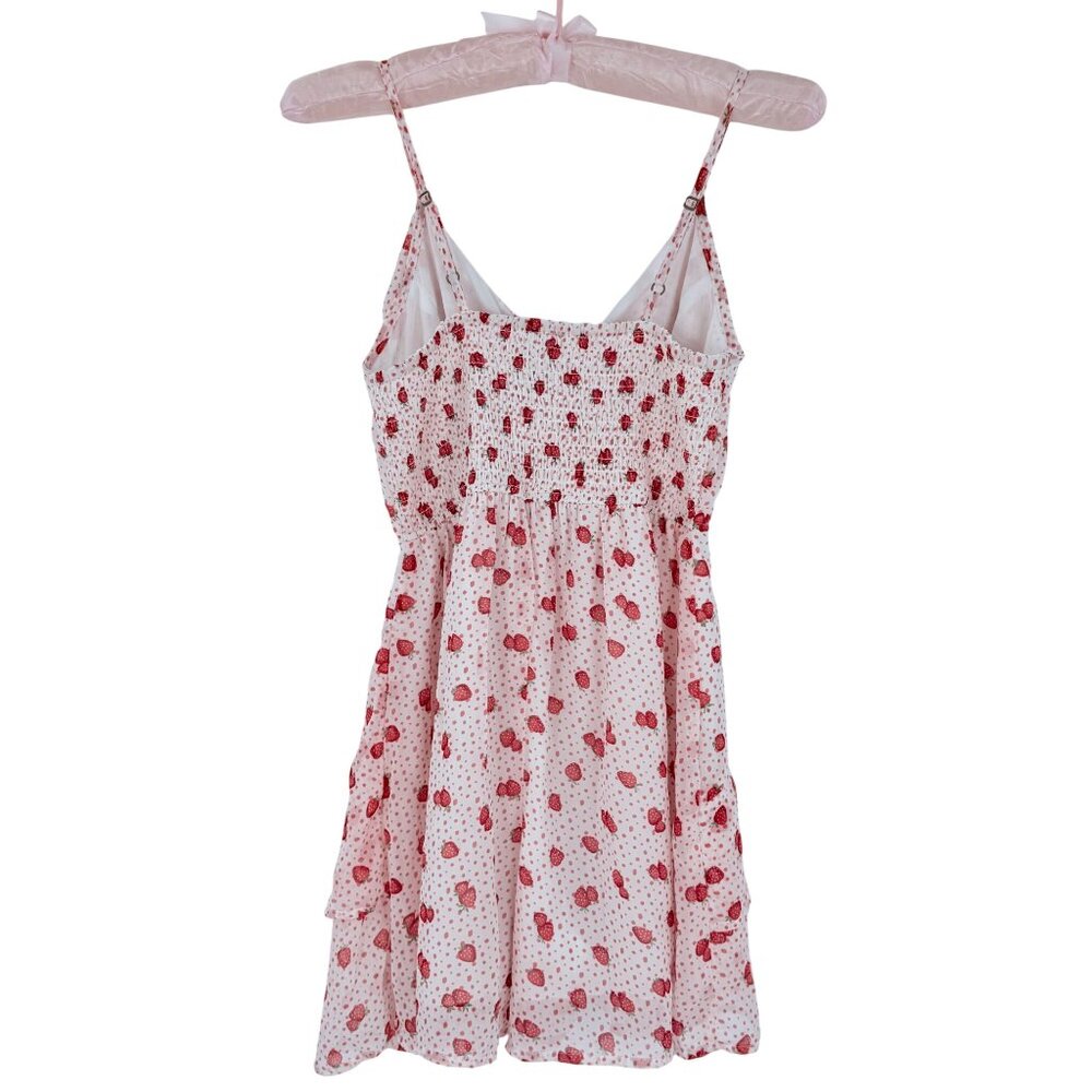 Jopna Cottagecore Strawberry Print Darling Whimsical Soft Girl Croquette Romper - Picture 11 of 16